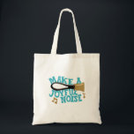 Make a Joyful Noise Handbell Ringers Players Tote Bag<br><div class="desc">Show off your love of playing handbells or grab the perfect gift for your favorite handball ringer. An illustration of a handbell is accompanied by the message MAKE A JOYFUL NOISE in bold teal blue lettering on this tote bag.</div>