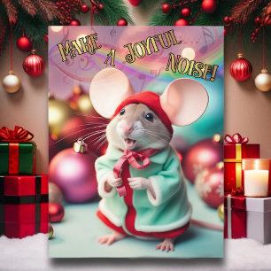Make A Joyful Noise Happy Mouse Singing Christian Holiday Card