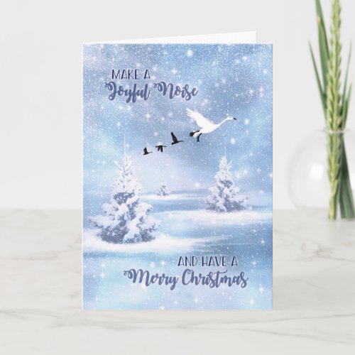 Make a Joyful Noise Snow Geese Christmas Holiday Card
