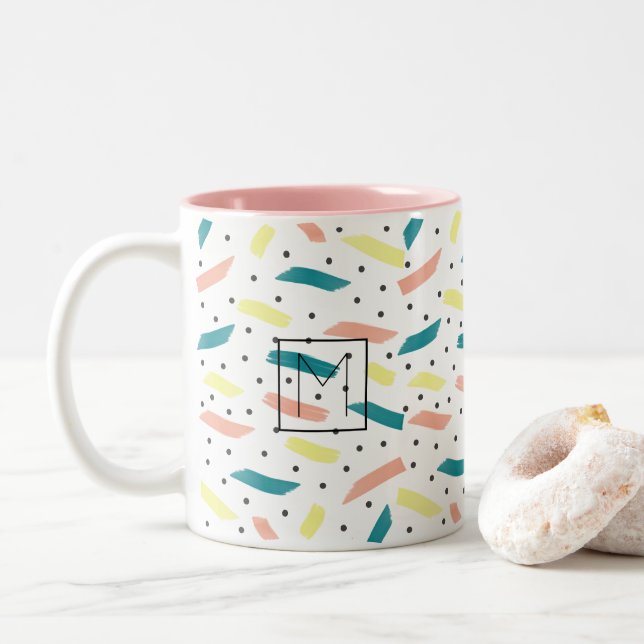 Make A Splash Abstract Initial Two Tone Mug (With Donut)
