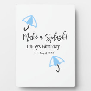 Make a splash blue umbrella summer pool birthday p plaque