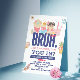 Make a Splash! Bruh-tastic Pool Party for the Cool Invitation