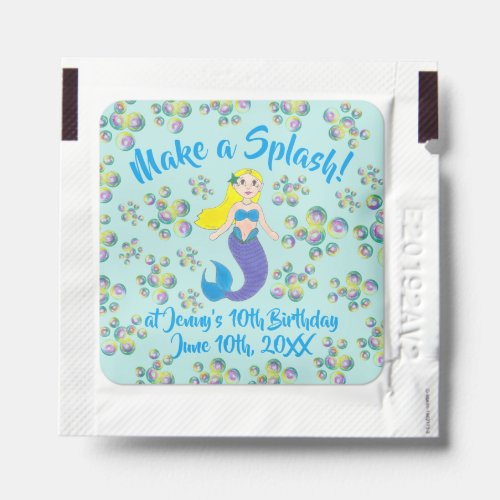 Make a Splash Mermaid Bubbles Birthday Party Hand Sanitizer Packet