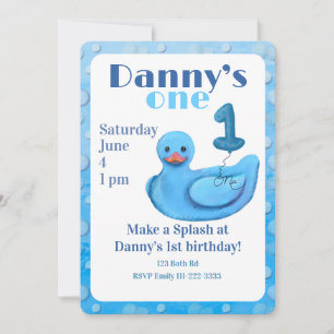 Make a Splash Rubber Duck 1st Birthday Invitation