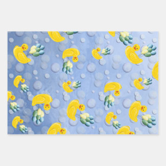 Make a Splash Rubber Duck 3rd Birthday Invitation Wrapping Paper Sheets