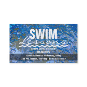 Make a Splash Sparkling Blue Water Swim Lessons Business Card