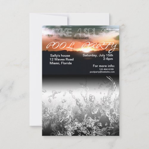 Make a Splash Summer Pool Party Invitation