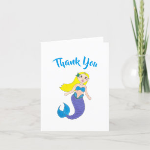 Make a Splash Swimming Mermaid Birthday Party Letterpress Thank You Card