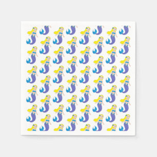 Make a Splash Swimming Mermaid Birthday Party Napkins