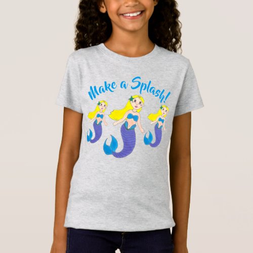 Make a Splash Swimming Mermaid Birthday Party T_Shirt