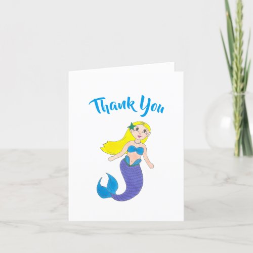 Make a Splash Swimming Mermaid Birthday Party Thank You Card