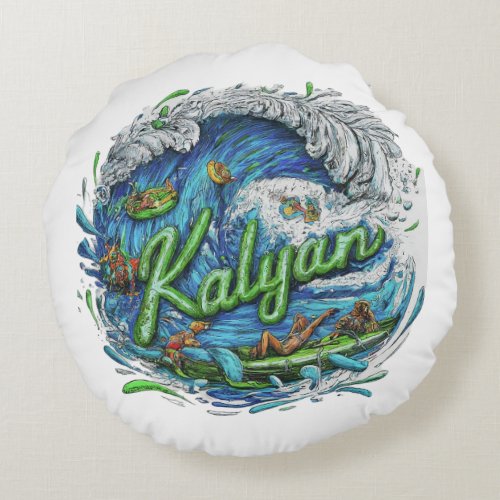 Make a Splash with Kalyan Amusement Park Cushions Round Pillow