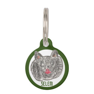Make a Treasure by your Artwork   cat Pet ID Tag