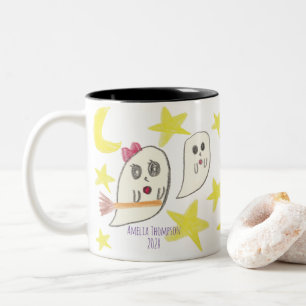 Make a Treasure By Your Kid's Art Work ghost Two-Tone Coffee Mug