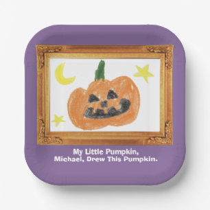 Make a Treasure By Your Kid's Art Work   Pumpkin  Paper Plates