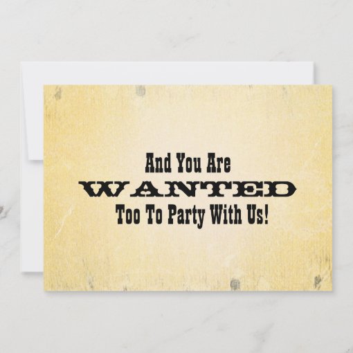 Make a Western Party Wanted Poster Invitation Card | Zazzle
