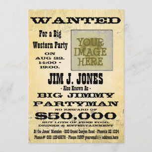 Make a Western Party Wanted Poster Invitation Card