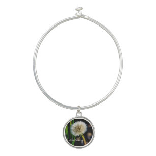 Make a Wish, Believe, Dandelion Bangle Bracelet