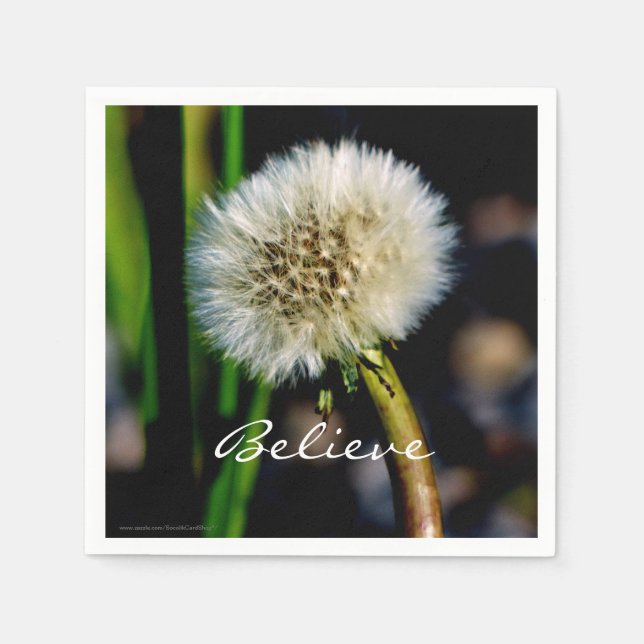 Make a Wish, Believe, Dandelion Paper Napkins (Front)
