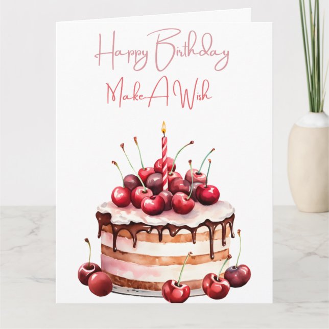 "Make A Wish" Birthday Cake Card (Front)
