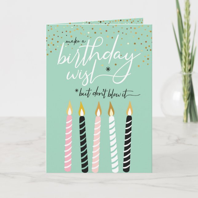 Make a Wish Birthday Candle Funny Greeting Card (Front)