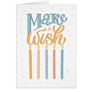 Make a wish. Birthday typography lettering friend Cards