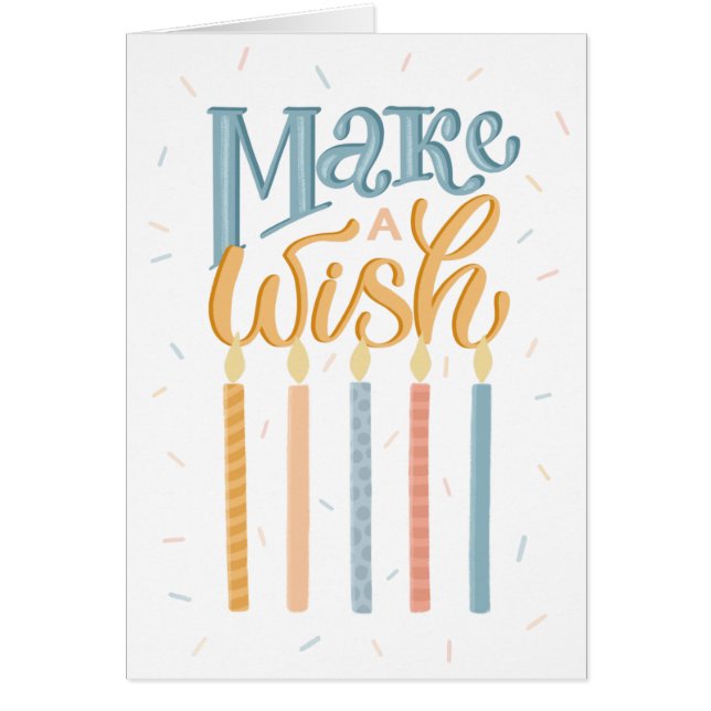 Make a wish. Birthday typography lettering friend Cards (Front)