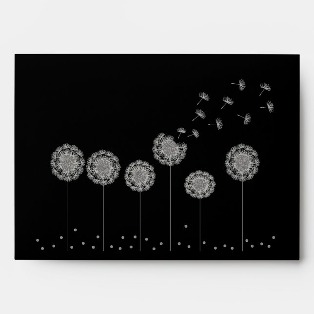 Make a Wish & Blow Whimsical Black Envelope (Front)