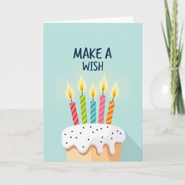 Make A Wish Cake Birthday Card (Front)