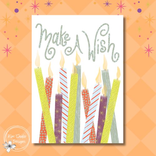 "Make a Wish" Colorful Birthday Candles  Card