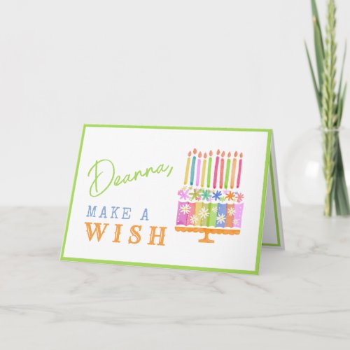 Make a Wish Colorful Personalized Birthday Card