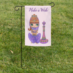 Make a Wish Cute Genie Girl Doll in Purple Big Eye Garden Flag