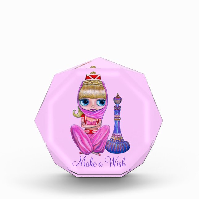 Make a Wish Cute Genie in Pink with Magic Bottle Award (Front)