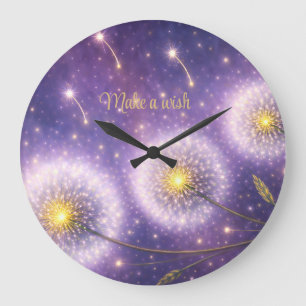make a wish dandelion dreams wishing flowers large clock