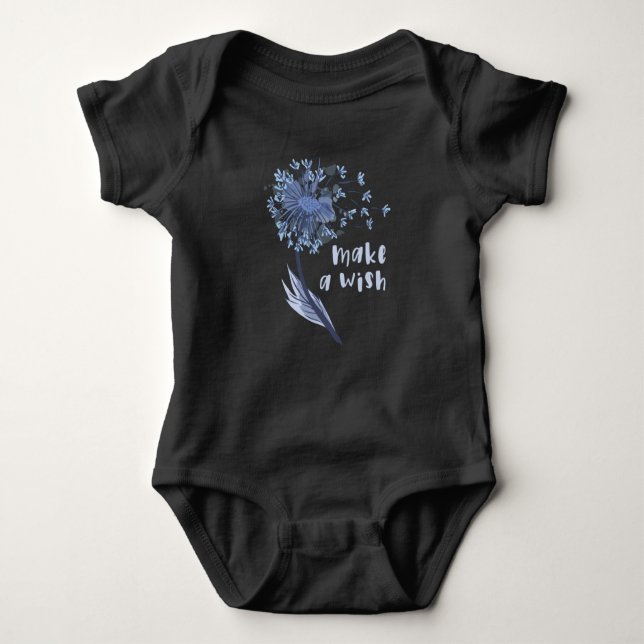 Make a wish Dandelion Flower Baby Bodysuit (Front)