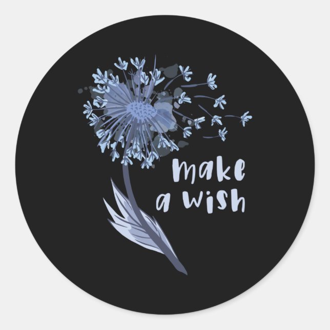 Make a wish Dandelion Flower Classic Round Sticker (Front)