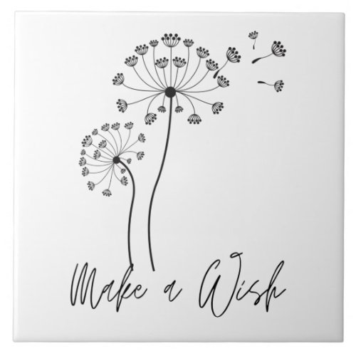 Make a Wish Dandelion Flower Fluff Ceramic Tile