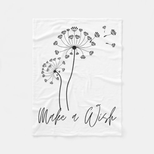 Make a Wish Dandelion Flower Fluff Fleece Blanket