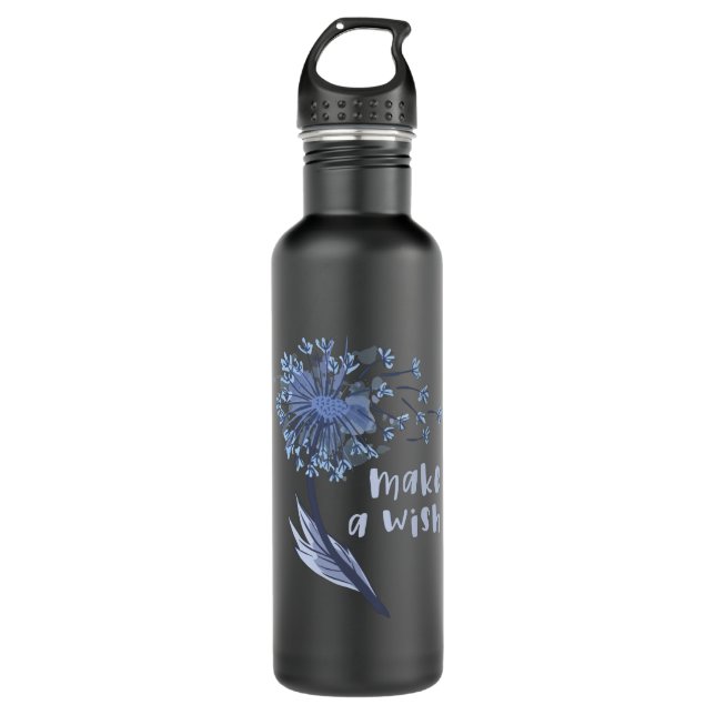 Make a wish Dandelion Flower Stainless Steel Water Bottle (Front)