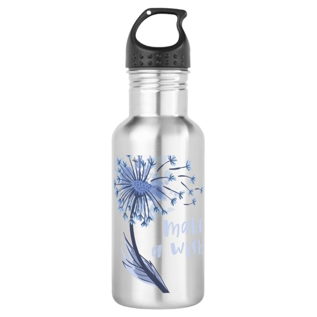 Make a wish Dandelion Flower Stainless Steel Water Bottle (Front)