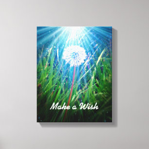 Make a Wish Dandelion Wrapped Canvas Print