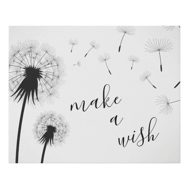 Make a Wish Dandelions Silhouette Faux Canvas Print (Front)