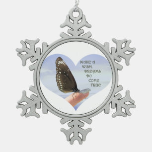 Make a wish Dreams come true Snowflake Pewter Christmas Ornament