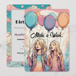 Make a Wish for the Birthday Girl Party Invitation