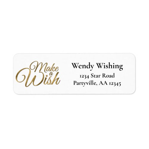 Make a Wish Gold Birthday Party Address Label