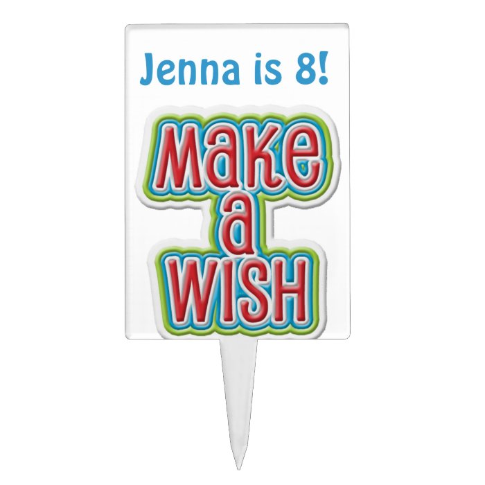 Make a Wish Happy Birthday  Cake Cupcake Topper