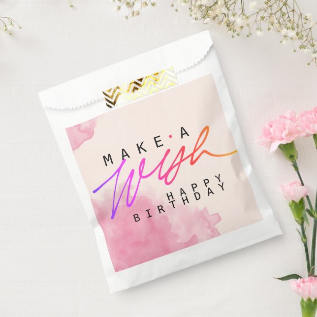 Make a Wish Happy Birthday in Pink Favor Bag (Sealed)