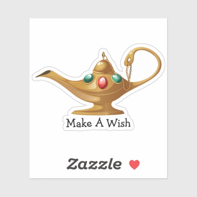 Make A Wish Inspiration Gold Jeweled Arabian Lamp Sticker (Sheet)