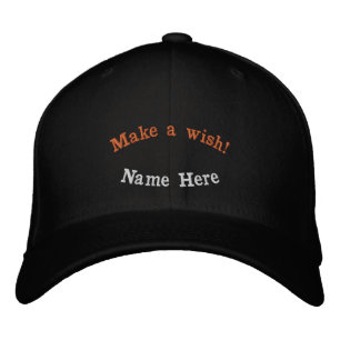 Make a Wish! Name Here Front side -B Initial Back Embroidered Baseball Cap