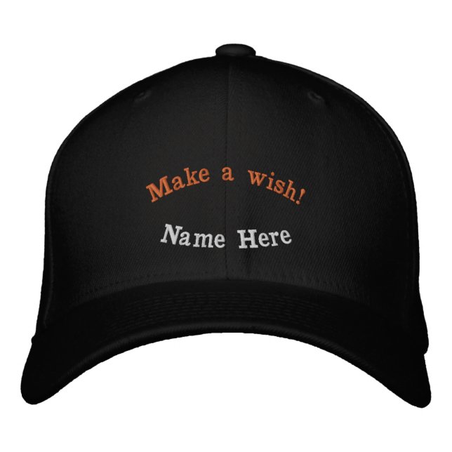 Make a Wish! Name Here Front side -B Initial Back Embroidered Baseball Cap (Front)